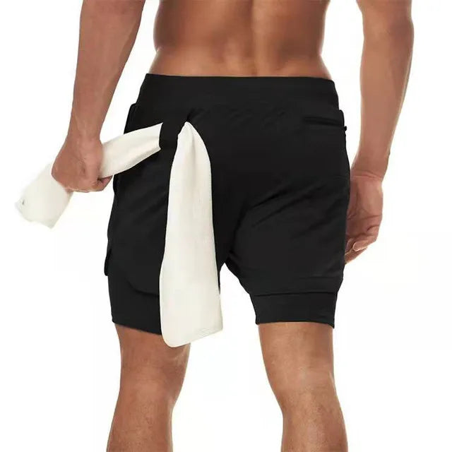 Men Running Shorts 2 In 1 Double-deck Sport Shorts Sportswear Gym Fitness Short Pants Training Jogging Bottom Men's Clothing - 3KDyn